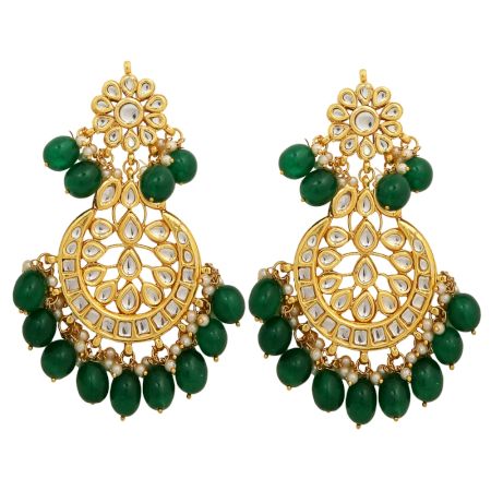 Handcrafted Kundan Circular Statement Earrings For Women